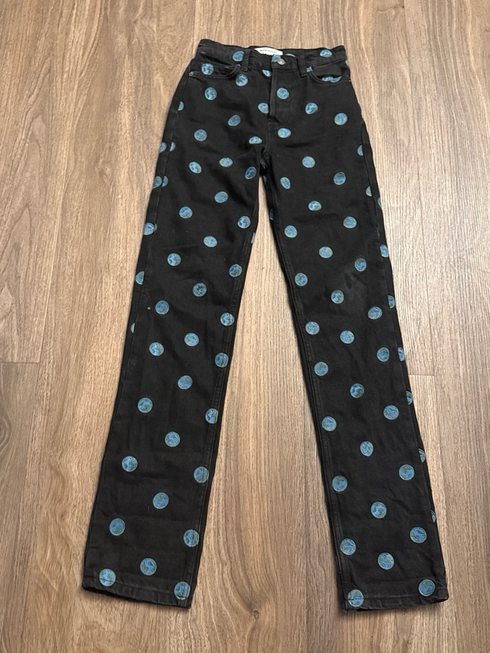 Reformation earth embroidered high-rise, straight leg, long jeans size 23
